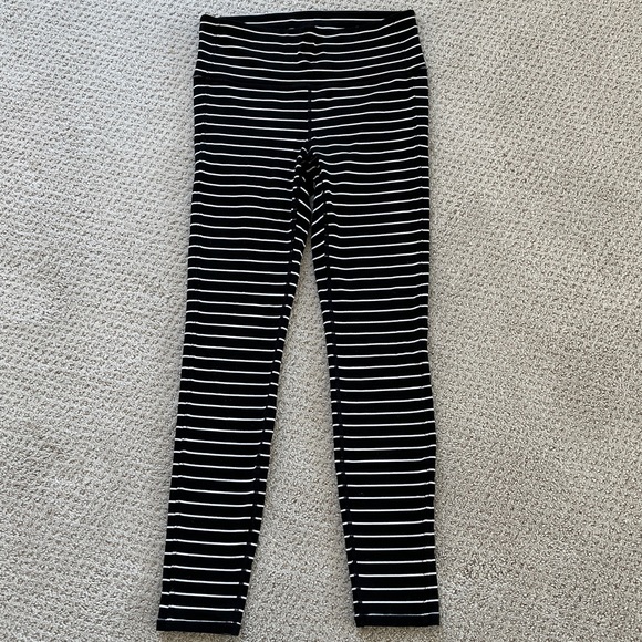 Athleta Leggings Black and White Striped full length pants yoga - Picture 2 of 9